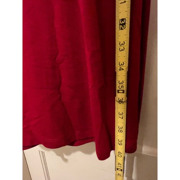 Ann Taylor Size 6 Red Dress Body Con Hidden Side Zip Long Sleeves Foe wrap skirt - Picture 15 of 16
